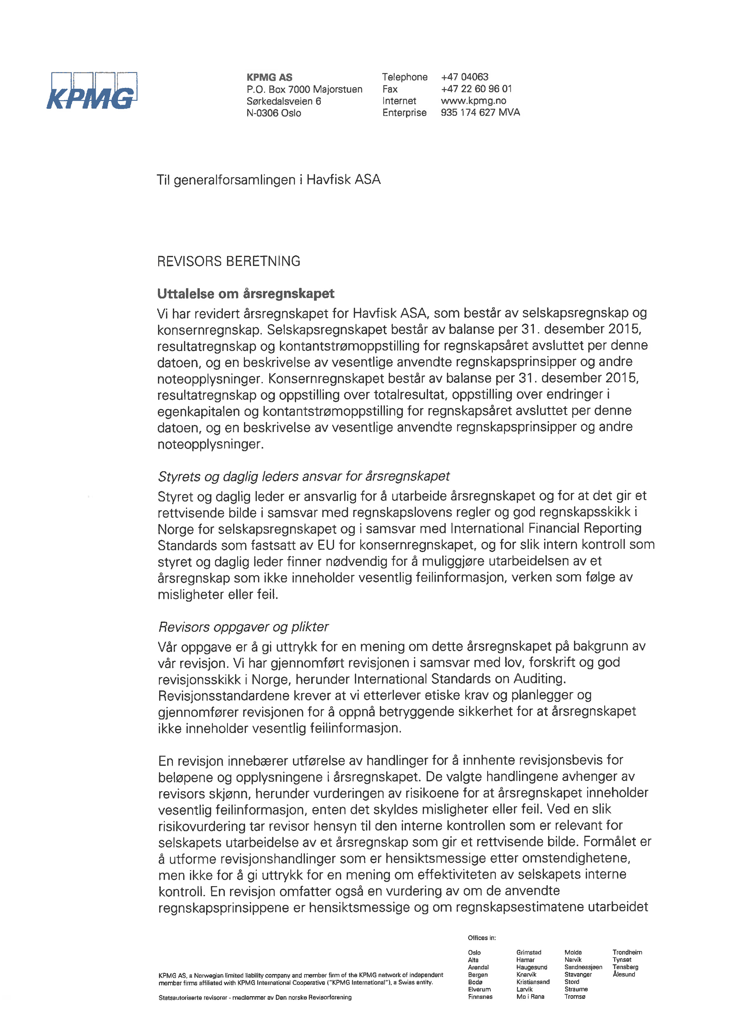 Signert revisjonsberetning Havfisk ASA 2015-1